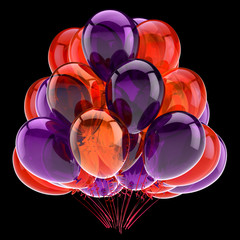 Purple orange balloon bunch happy birthday party celebrate symbol
