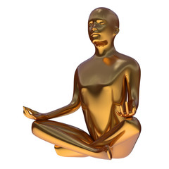 Gold yoga lotus position iron man stylized figure solid statue