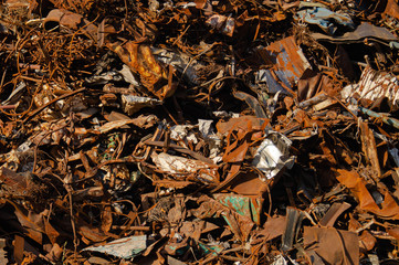 Scrap metal. Scrap. Mountains of metal trash. Waste of human activity.