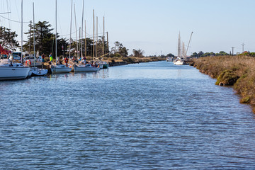 the Canal du Midi at its mouth in the pond of Thau, at a place called La Pointe des Onglous