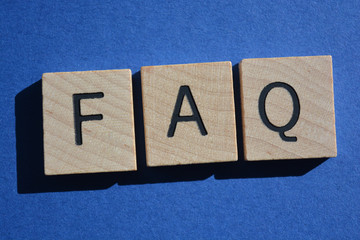 FAQ Acronym for Frequently Asked Questions on a  background
