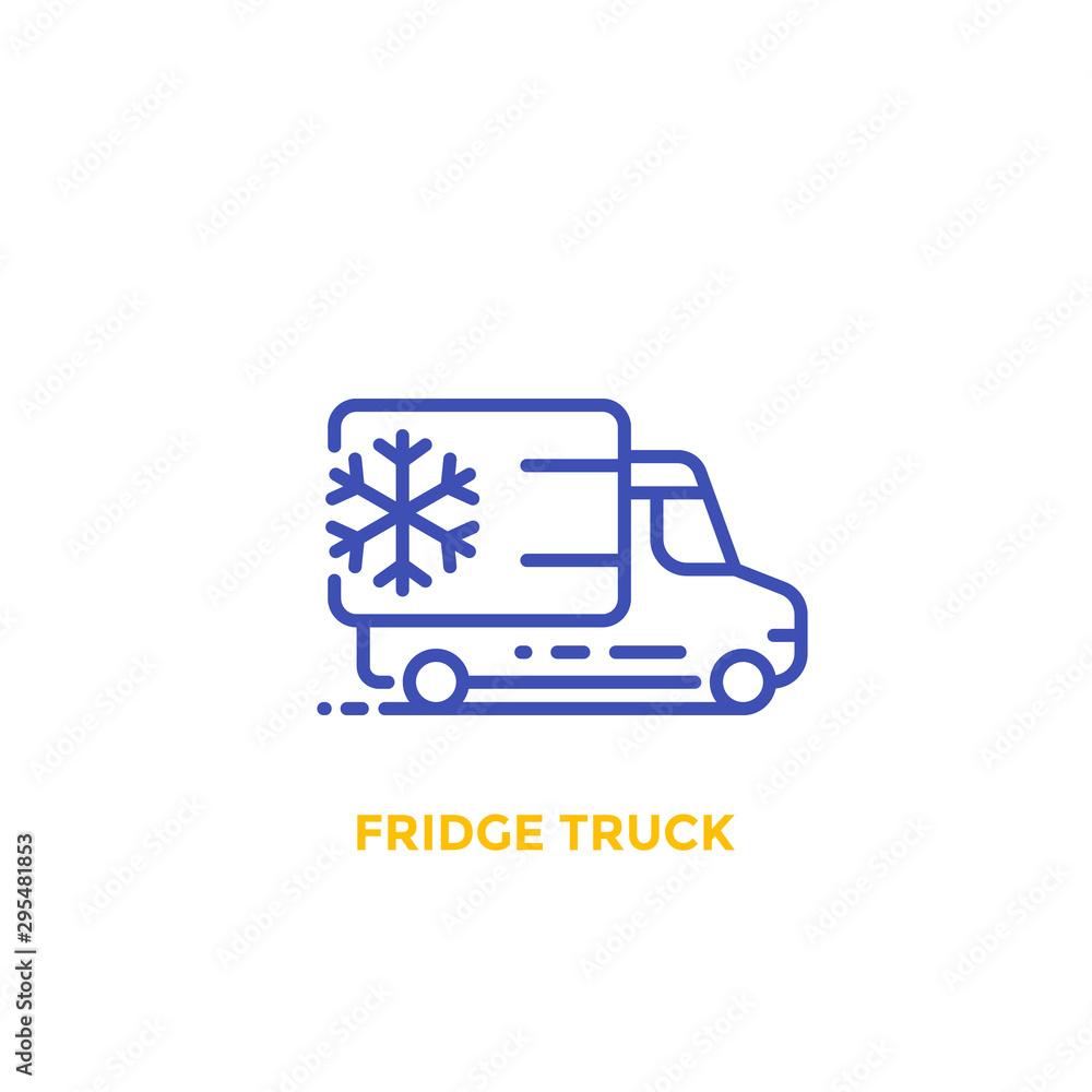 Sticker Fridge truck icon, linear