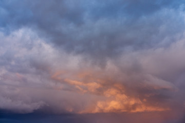 Fototapeta na wymiar Incredibly beautiful sunset. Colorful sunset and volumetric clouds.