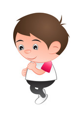 bubble head jogging run with isolated white background,vector illustration