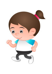 bubble head jogging run with isolated white background,vector illustration