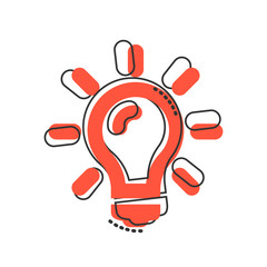 Light bulb icon in comic style. Lightbulb vector cartoon illustration pictogram. Lamp idea business concept splash effect.