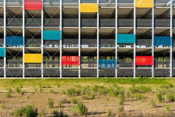 facade of a parking house, parking garage