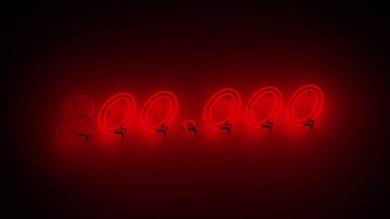 200K followers celebration neon 4K