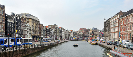 Fototapeta na wymiar Amsterdam cityscape Grand Canal city bicycle Netherlands