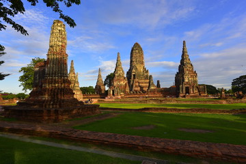 Fototapeta na wymiar The historical Ayutthaya ruins in Thailand.