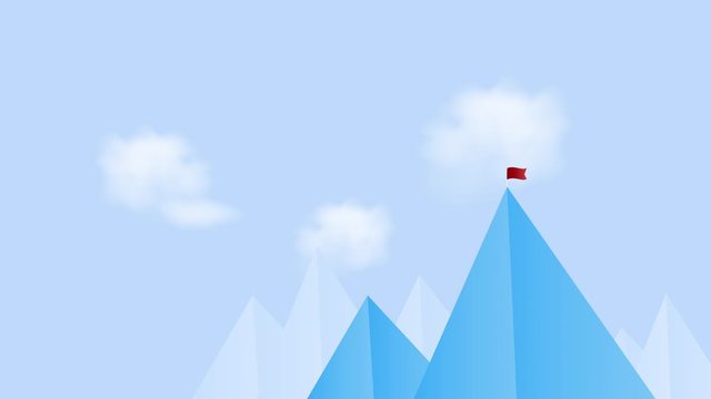 Mountains with clouds. Blue sky motion 4k video
