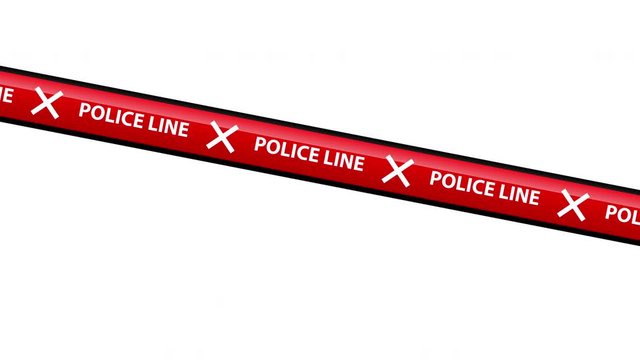 Red plastic caution tape or warning tape. Stripe tape with police line motion 4k video