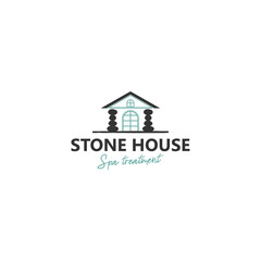 Stone house logo yoga studio and spa and beauty massage services.