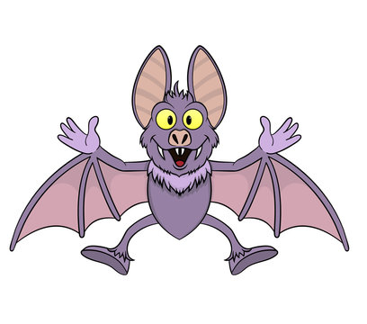 smiling cute cartoon bat vampire.vector illustration