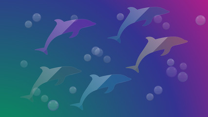 Transparent glass dolphins vector design. Dolphin shape