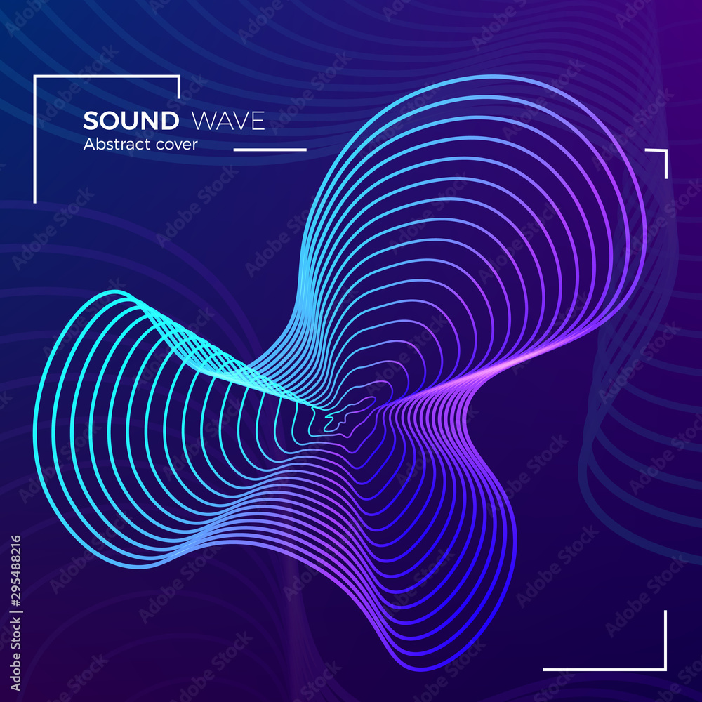 Poster dynamic radial color sound equalizer design. music album cover template. abstract circular digital d