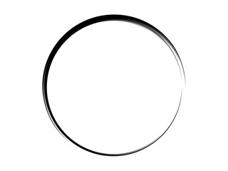 Grunge circle made of black ink.Grunge frame made for marking.Isolated circle on white background.Black thin circle made for marking.