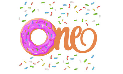 don't worry be happy. Cute print with donut,  Donuts and Cup of black coffee with Donut worry be happy note, Cute and bright set of bagels. Flat design, vector illustration