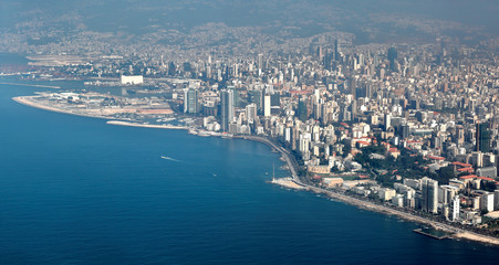 Naklejka premium Beirut, Aerial view of the Corniche, Lebanon