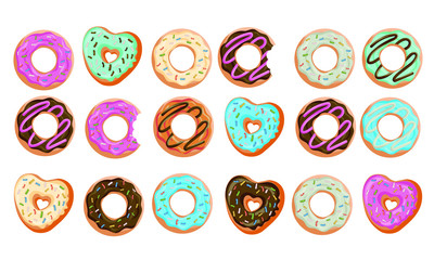 don't worry be happy. Cute print with donut,  Donuts and Cup of black coffee with Donut worry be happy note, Cute and bright set of bagels. Flat design, vector illustration