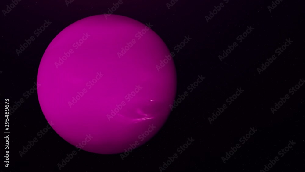 Poster colorful abstraction of unknown purple planet rotating among endless stars in outer space. animation