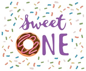 don't worry be happy. Cute print with donut,