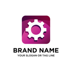 gear logo template vector color