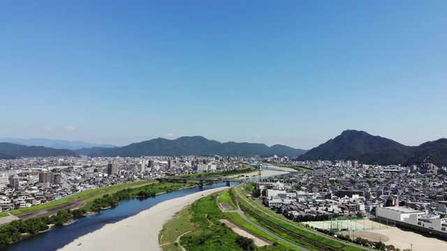 長良川　岐阜県岐阜市　日本　ドローン