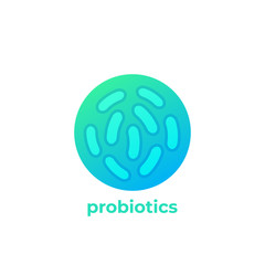 probiotics bacteria icon, vector logo