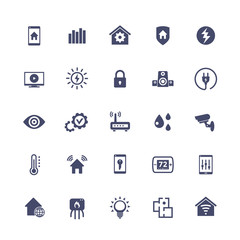 Smart home, house automation system icons set, vector