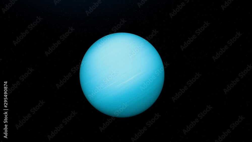 Poster amazing abstraction of blue neptune planet rotating among endless stars in outer space. animation. a