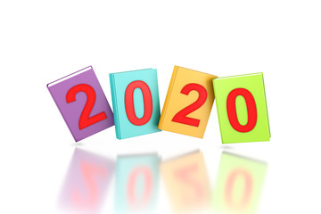 New year 2020 with Text books - 3d Rendering Image