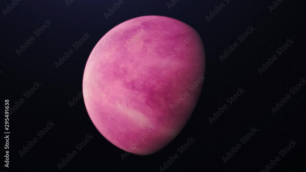Poster abstract animation of unknown pink planet rotating in outer space. animation. abstract pink planet o