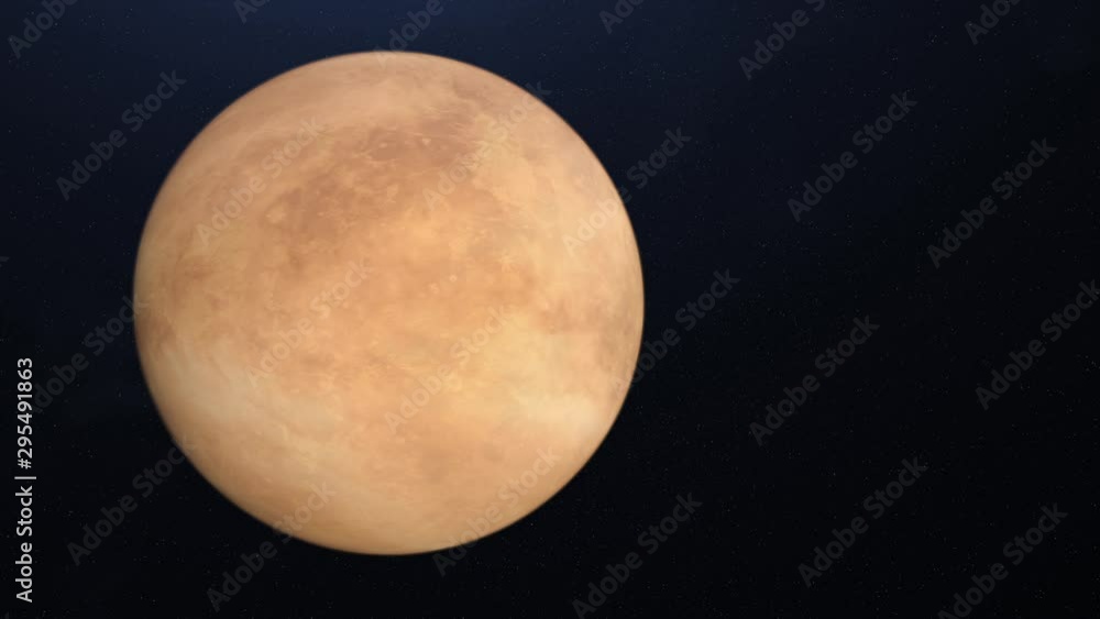 Poster abstract animation of unknown brown planet rotating in space with stars on the background in outer s