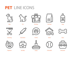 set of pet icons, dog, cat, puppy, animals