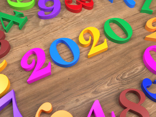 New Year 2020 Creative Design Concept - 3D Rendered Image
