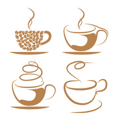 Vector drawn coffee. Isolated on white background.