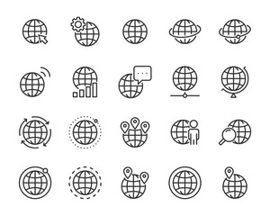 set of world icons, global, globe, network, connection, location