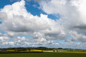Clouds over farming fields in Oelsted (Ølsted), Denmark, Scandinavia, Europe