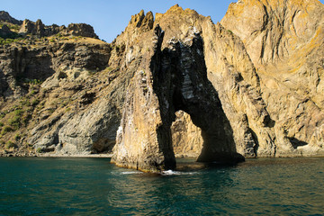 Golden gate rock, Kara-Dag Mountains, Crimea, Russia.