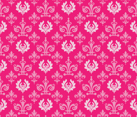 Pink background pattern. Seamless wallpaper in vintage style. Color - pink shades. Vector illustration