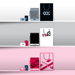 Mockup promo package business card discount card paper bag note notepad envelope