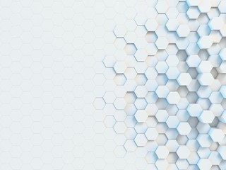 Hexagonal abstract 3d background, white wall with hexagonal pattern 3d rendering