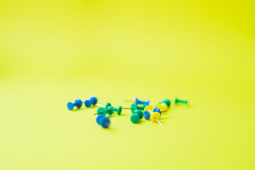 stationery object on a yellow background close-up