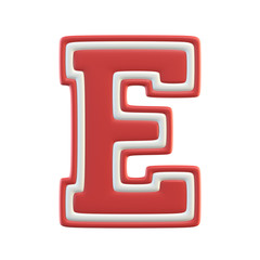 Classic style Sport Team font. Vintage sport font for american football, baseball or basketball 3d illustration, letter E