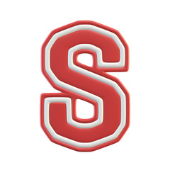 Classic style Sport Team font. Vintage sport font for american football, baseball or basketball 3d illustration, letter S