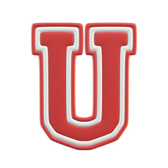 Classic style Sport Team font. Vintage sport font for american football, baseball or basketball 3d illustration, letter U