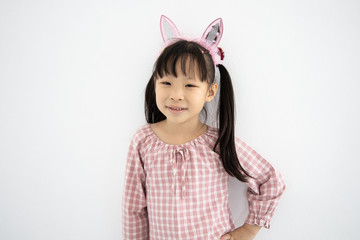 Asian little girl cute on white background