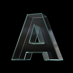 Glass font 3d rendering, letter A