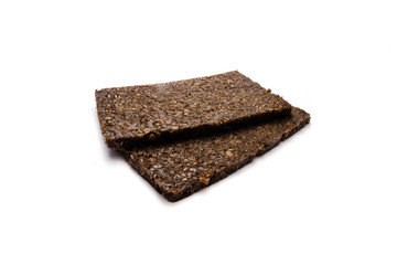 Pumpernickel bread isolated on white background cut out